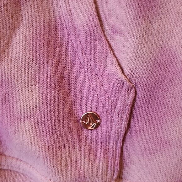 VOLCOM Women's Lived In Lounge Wear Pink Tie-Dye Full Zip Cotton Hoodie Medium - Picture 6 of 10